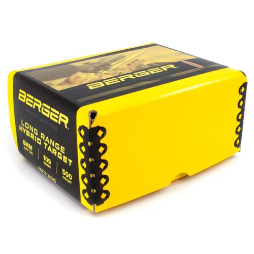 Berger 6mm 109gr Long Range Hybrid Target Bullets, 500/Box
