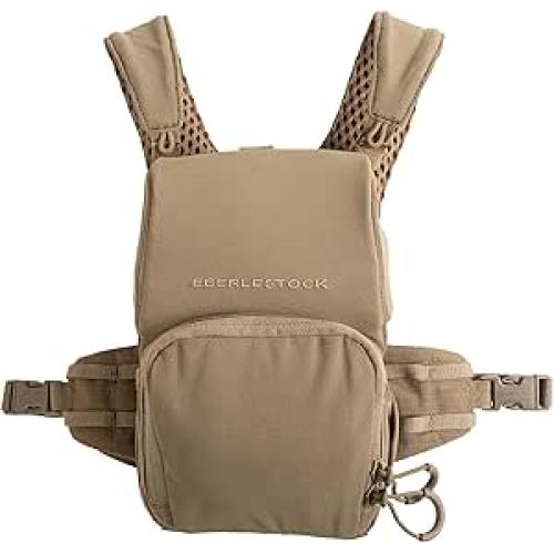 Eberlestock Bravo Modular Bino Pack – Magnetic-Free Hunting Binocular Harness with Quiet Shock Cord Closure – MOLLE Compatible – Breathable Air-Mesh Straps – Dry Earth