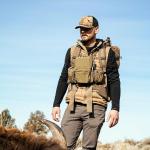 Eberlestock Bravo Modular Bino Pack – Magnetic-Free Hunting Binocular Harness with Quiet Shock Cord Closure – MOLLE Compatible – Breathable Air-Mesh Straps – Dry Earth