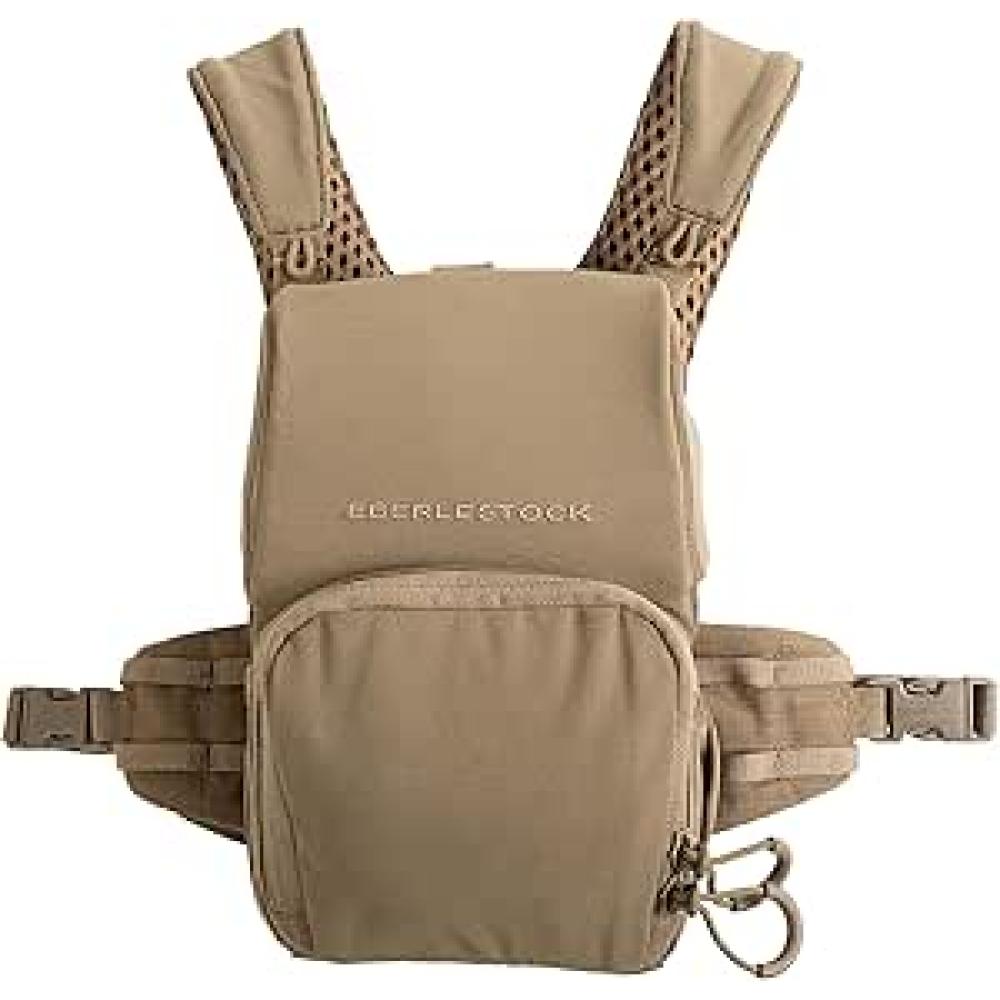 Eberlestock Bravo Modular Bino Pack – Magnetic-Free Hunting Binocular Harness with Quiet Shock Cord Closure – MOLLE Compatible – Breathable Air-Mesh Straps – Dry Earth