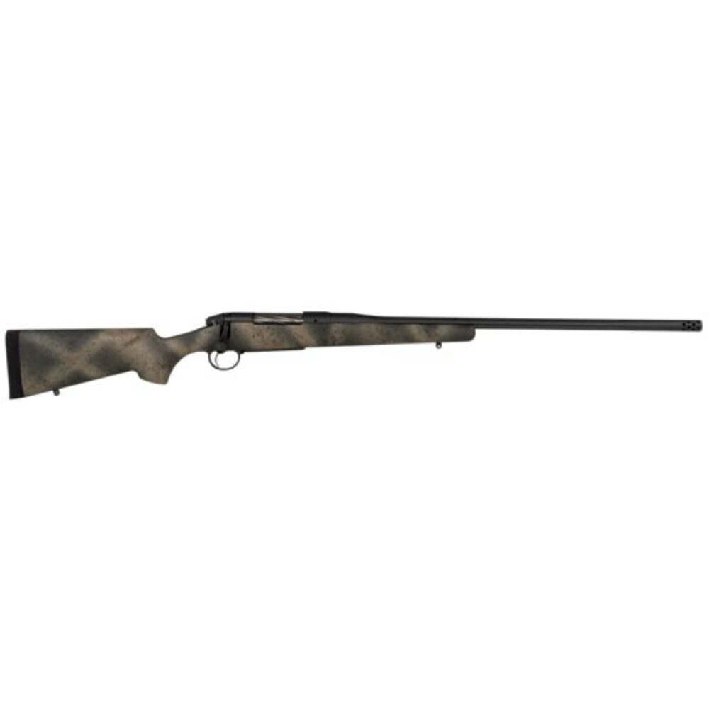 Bergara Rifles BPR3365 Premier Highlander 6.5 Creedmoor 4+1 24 Sniper Gray Cerakote 4.49 Fluted Barrel, Sniper Gray Cerakote 416 Stainless Steel Receiver, Woodland Camo Grayboe Stock, Right Hand