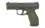 HK 81000233 VP  9mm Luger Caliber with 4.09 Barrel, 17+1 Capacity, Green Finish Picatinny Rail Frame, Serrated Black Steel Slide & Finger Grooved Interchangeable Backstrap Grip Includes 2 Mags