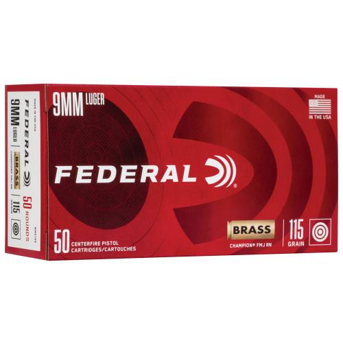 Federal Champion 9mm Training 115gr FMJ 50rd Box