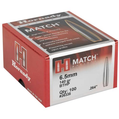 Hornady 6.5mm Match .264 Diameter 140gr Bullets 100ct Box