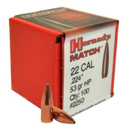 Hornady 22cal Match .218 Diameter 53gr Bullets 100ct Box
