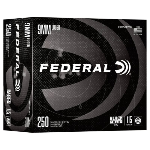 Federal Black Pack 9mm | 115 Grain | FMJ | 250rd Box