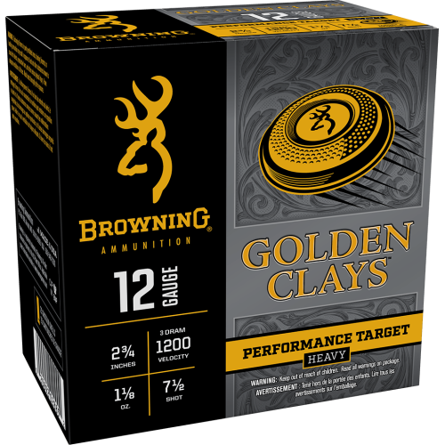 Browning Golden Clays Heavy Target 12 Gauge | #7.5 | 2 3/4 inch | 1 1/8 Ounce | 1200 fps | 25rd Box