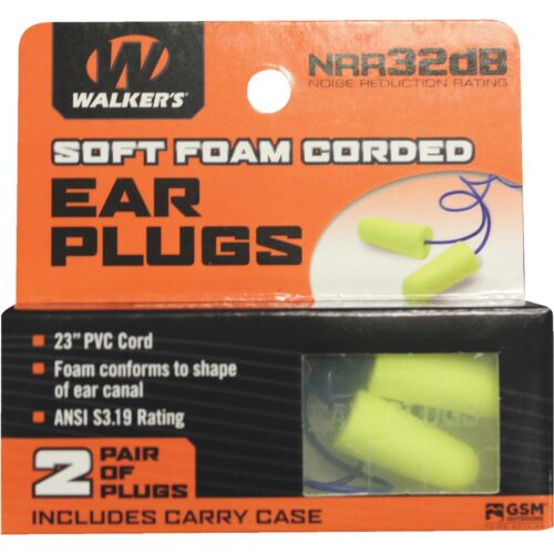 WALKERS FOAM EAR PLUGS CORDED - 2PK