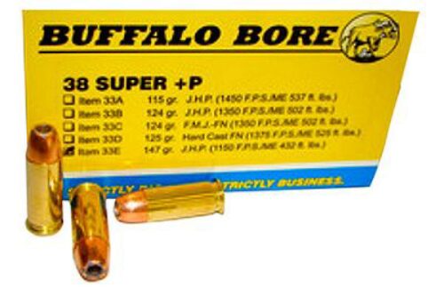 Buffalo Bore 38 Super +P 147gr JHP 20rd Box