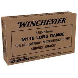 Winchester 308 Win Service Grade 7.62x51mm M118 175gr 20rd Box