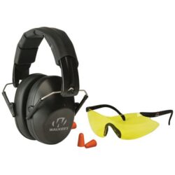 WALKERS EARMUFF LOW PRO FOLDINGW/ YLW GLASSES BLK