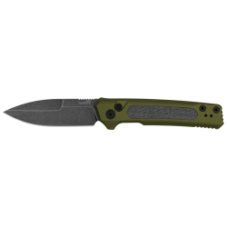 Kershaw Launch 22 Auto Folding Knife, Blackwash Blade w/ OD Green Anodized Aluminum Handle | Magnacut