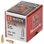 Hornady 22cal Match .224 Diameter 52gr Bullets 100ct Box