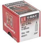 Hornady V-Max 22cal .224 Diameter 55gr Bullets 100ct Box