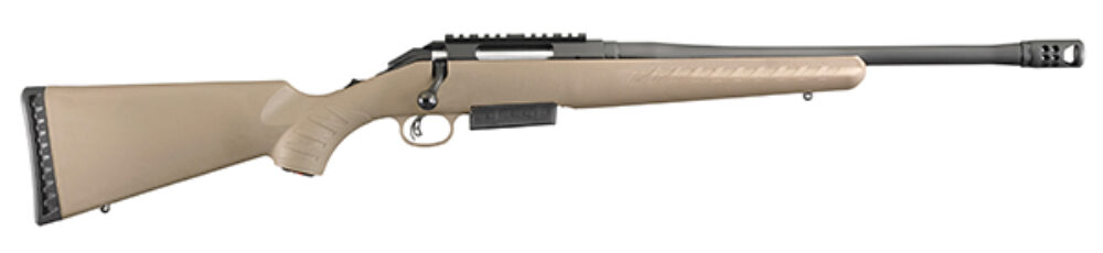 Ruger American Ranch 450 Bushmaster 16" Threaded Barrel W/ Adjustable Trigger, FDE Synthetic Stock