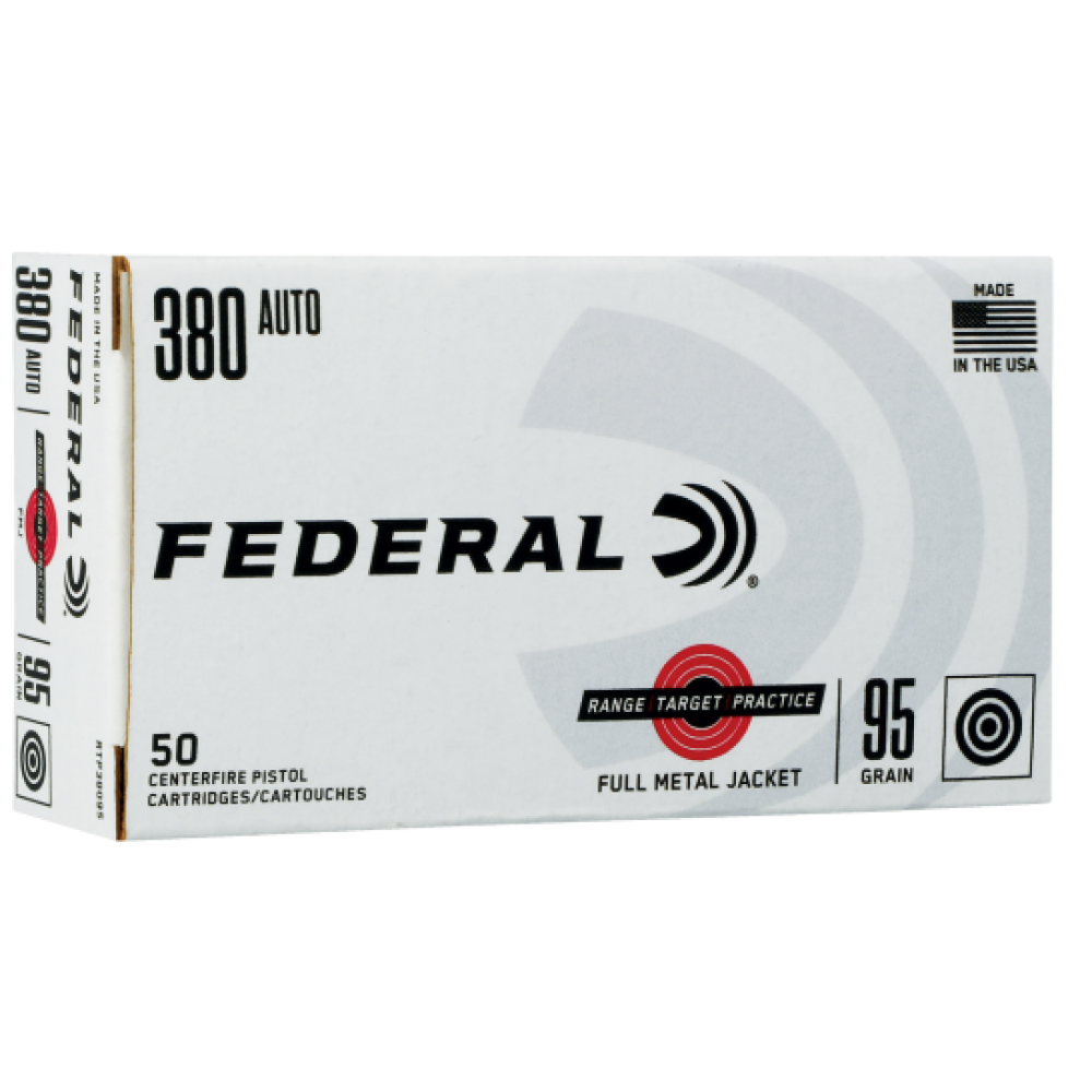 Federal 380ACP Range + Target 95gr FMJ 50rd Box