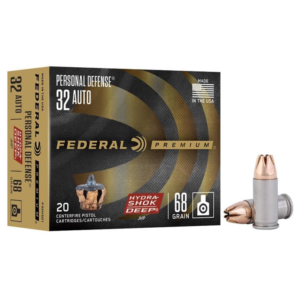 Federal Premium 32ACP Performance Defense 68gr Hydra-Shok JHP 20rd Box