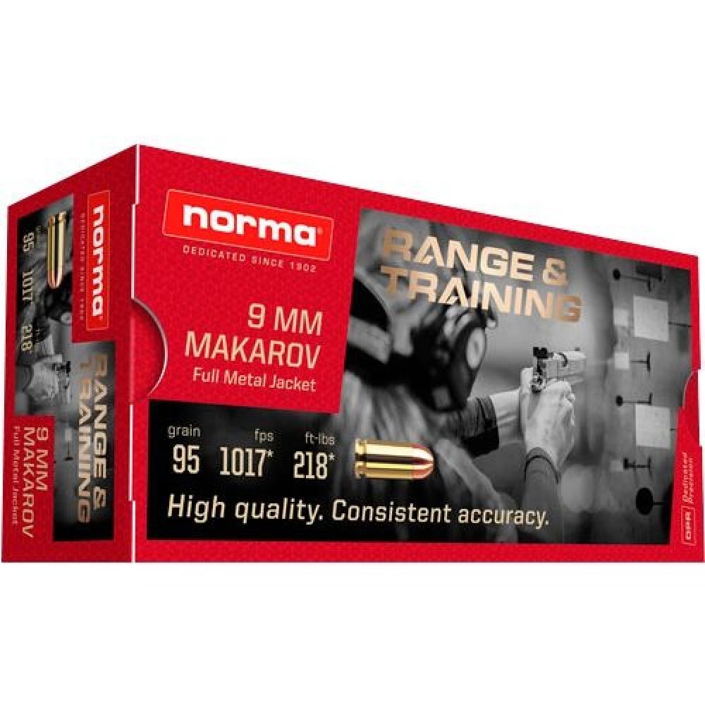 Norma Range & Training 9x18 Makarov 95gr FMJ 50rd Box