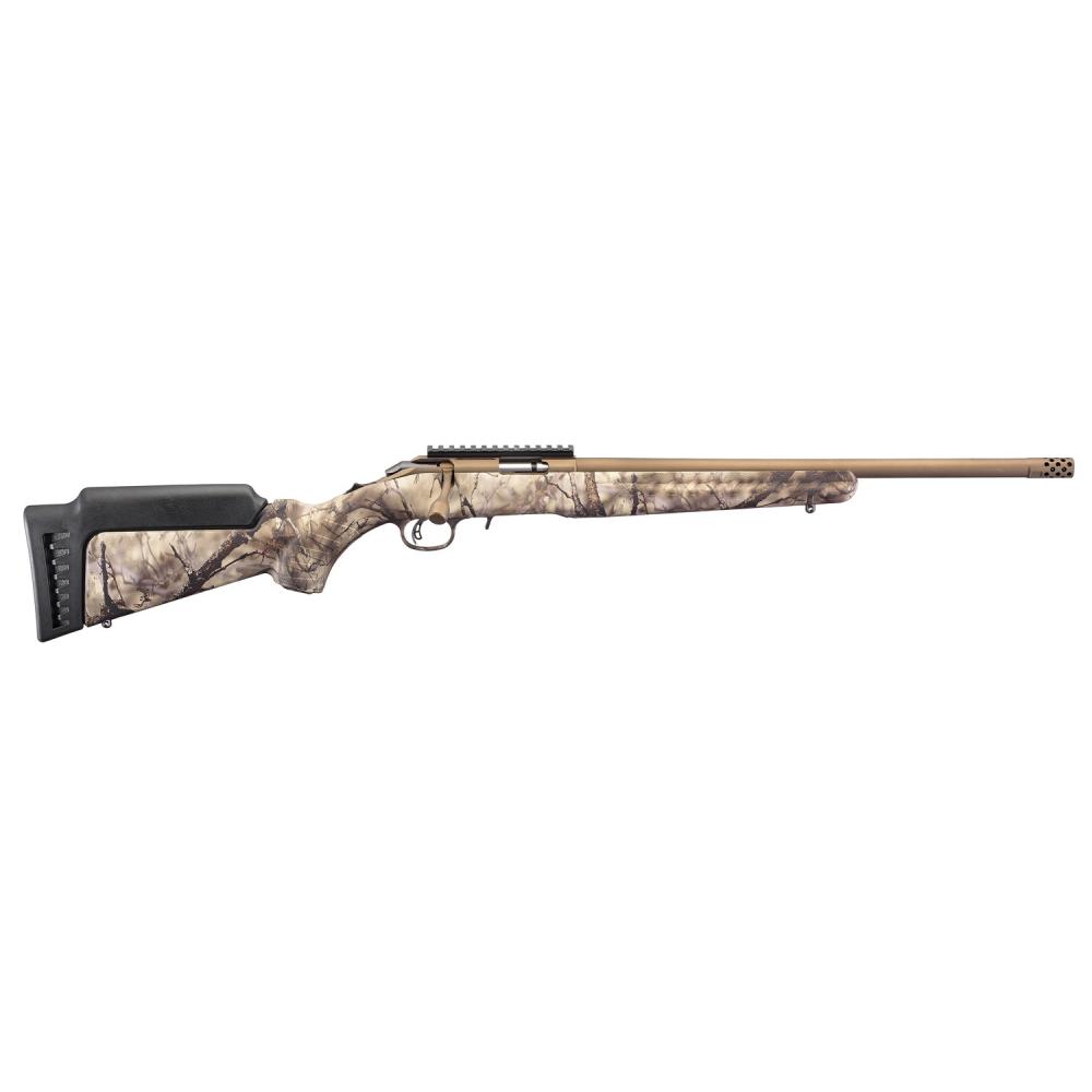 Ruger American "Go Wild" 17HMR 18" Threaded Barrel W/ 9rd Magazine, Go Wild Camo, Bronze Cerakote