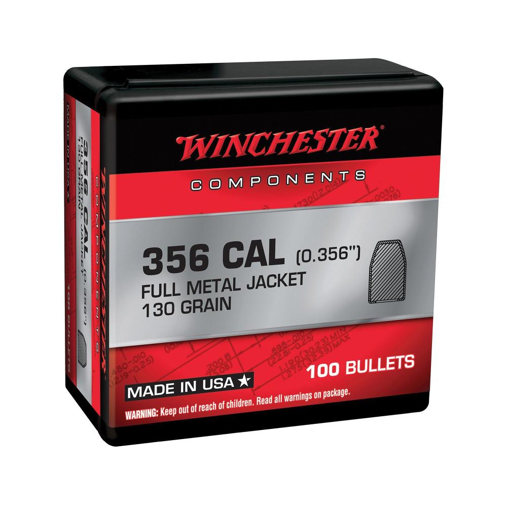Winchester 38cal .356 Diameter 130gr FMJ Bullets 100ct Box
