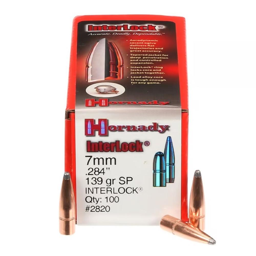 Hornady 7mm .284 Diameter 139gr SP Bullets 100ct Box