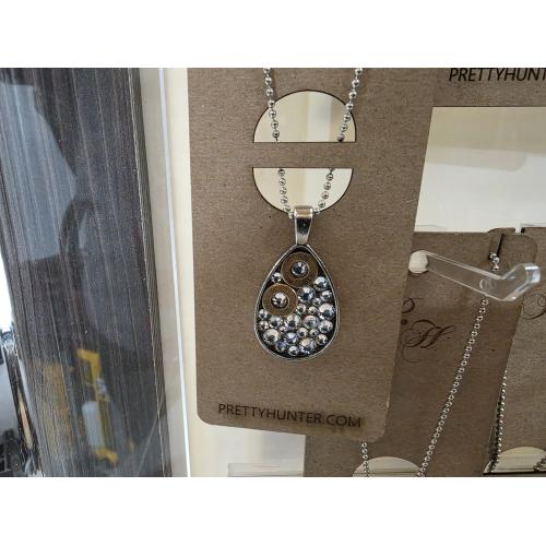 Teardrop Necklace- Brass and clear