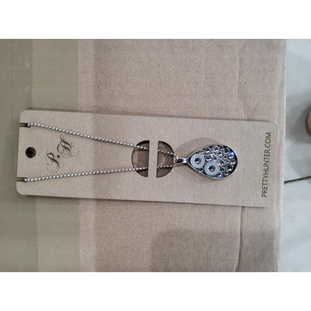 Teardrop Necklace- Silver and clear