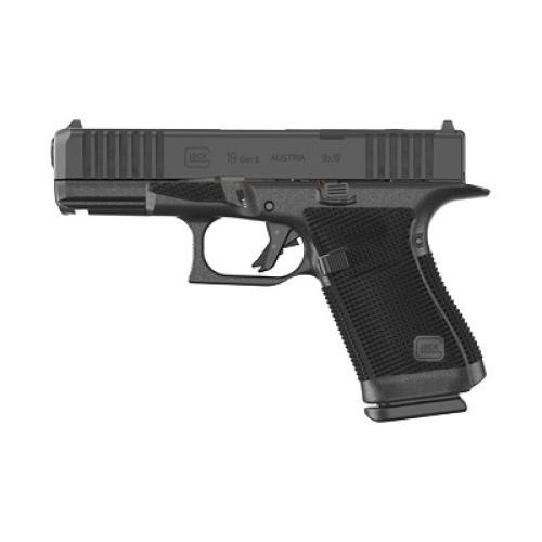 GLOCK 19 GEN 6 9MM PISTOL, SEMI-AUTOMATIC, STRIKER FIRED, POLYMER FRAME, COMPACT, 4.02" BARREL, DLC FINISH, FIXED SIGHTS, OPTICS READY, 15 ROUNDS, 3 MAGAZINES