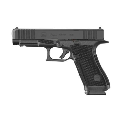 GLOCK 17 GEN 6 9MM PISTOL, STRIKER FIRED, SEMI-AUTOMATIC, POLYMER FRAME, FULL SIZE, 4.49" BARREL, DLC FINISH, FIXED SIGHTS, OPTICS READY SYSTEM, 17 ROUNDS, THREE MAGAZINES