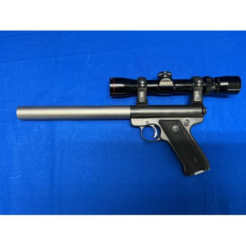 USED RUGER STANDARD .22LR PISTOL, SECOND SCOPE 10X