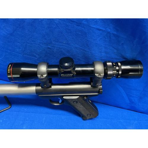 USED RUGER STANDARD .22LR PISTOL, SECOND SCOPE 10X