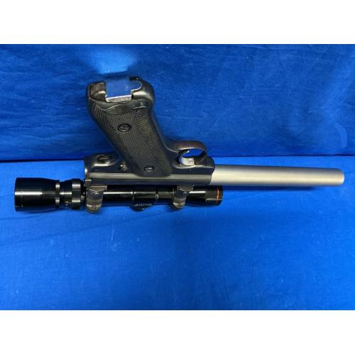USED RUGER STANDARD .22LR PISTOL, SECOND SCOPE 10X