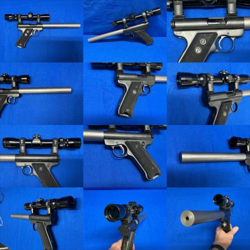 USED RUGER STANDARD .22LR PISTOL, SECOND SCOPE 10X
