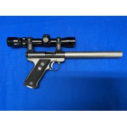 USED RUGER STANDARD .22LR PISTOL, SECOND SCOPE 10X