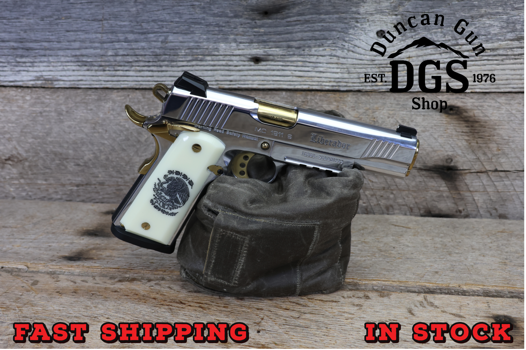 EAA Girsan MC1911 S Liberador 2 .45 ACP Full Size 1911 Gold/Chrome w/ Case-img-0