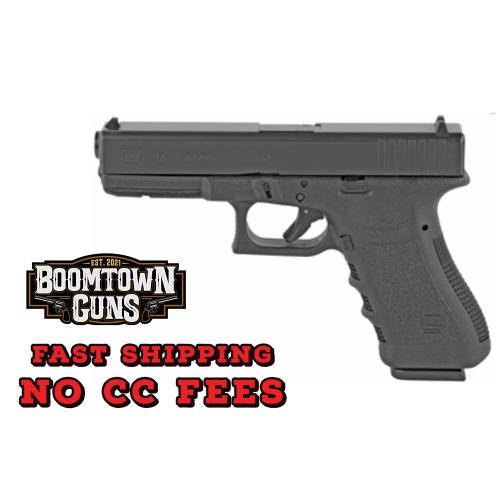 Glock PI1750203 G17 Gen3 Full Size Frame 9mm Luger 17+1 4.49 Black Steel Barrel, Matte Black Serrated Steel Slide, Black Polymer Frame w/Picatinny Rail, Black Texture Finger Groove Grip