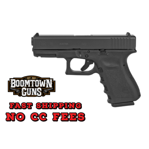 Glock PI1950203 G19 Gen3 Compact Frame 9mm Luger 15+1 4.02 Black Stainless Steel Barrel, Matte Black Serrated Steel Slide, Black Polymer Frame w/Picatinny Rail, Black Finger Grooved Grip Right Hand