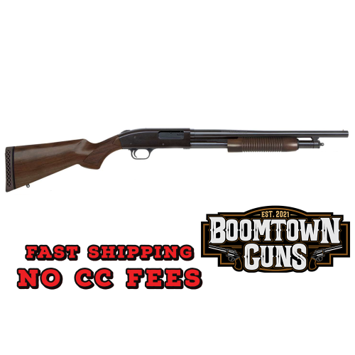 Mossberg 50429 500 Retrograde Full Size 12 Gauge Pump 3 5+1 18.50 Blued Steel Barrel, Blued Drilled & Tapped Steel Receiver, Fixed Walnut Wood Stock, Ambidextrous