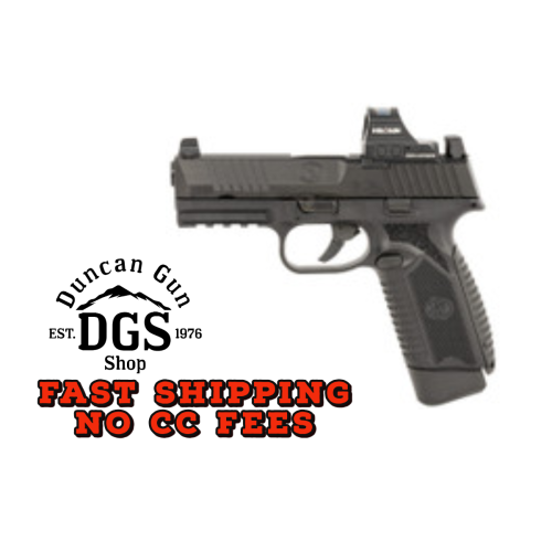 FN 66101916 545 MRD w/Optic Full Size 45 ACP 15+1 4.10 Black Target Crown Steel Barrel, Black PVD Optic Cut/Serrated Steel Slide & Polymer Frame w/Picatinny Rail, Holosun 407C Red Dot, Ambidextrous