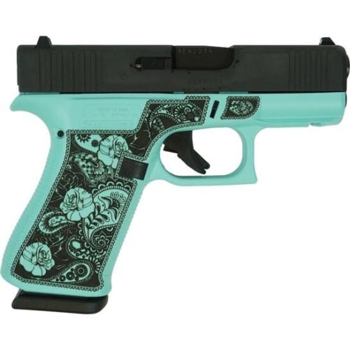GLOCK 43X "ROBINS EGG BLUE ROSE" 9MM LUGER 10RD MAG(2) 3.4"