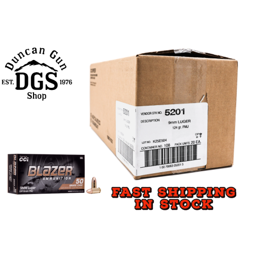 Blazer 9mm 124GR Full Metal Jacket 50RD BOX/ 20CASE 1000RD 5201