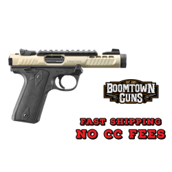 Ruger 43955 Mark IV 22/45 Lite 22 LR 10+1 4.40 Stainless Threaded Barrel, Champagne Anodized Serrated Slide w/Picatinny Rail, Black Anodized Polymer Frame, Black Checkered 1911-Style Grip