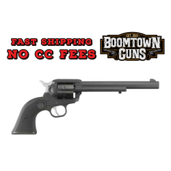 Ruger 2043 Wrangler  22 LR 6 Shot 7.50 Black Cerakote Steel Barrel, Black Cerakote Aluminum Frame, Black Cylinder, Black Checkered Polymer Grip, Transfer Bar Safety, Exposed Hammer
