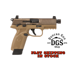 FN 66101006 502 Tactical 22 LR 10+1/15+1, 4.60 Black Steel Threaded Barrel, Flat Dark Earth Optic Ready/Serrated Slide & Polymer Frame w/Picatinny Rail, FDE Textured Polymer Grip, Ambidextrous