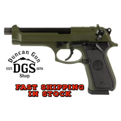 Beretta 92FS, Double Action/Single Action, Semi-automatic, Full Size, 9MM, 5.1 Threaded Barrel, Cerakote Finish, Olive Drab Green, Polymer Grips, 18 Rounds, 2 Magazines J92F300GRTB18