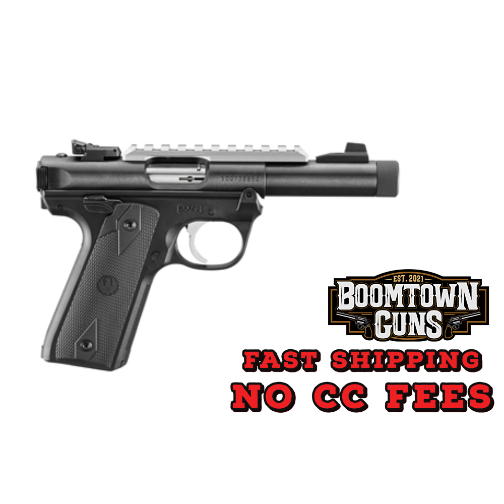 Ruger 40190 Mark IV 22/45 22 LR 10+1 4.40 Stainless Threaded Bull Barrel, Black Picatinny Rail Receiver, Black Polymer Frame, Black Checkered Polymer Grip