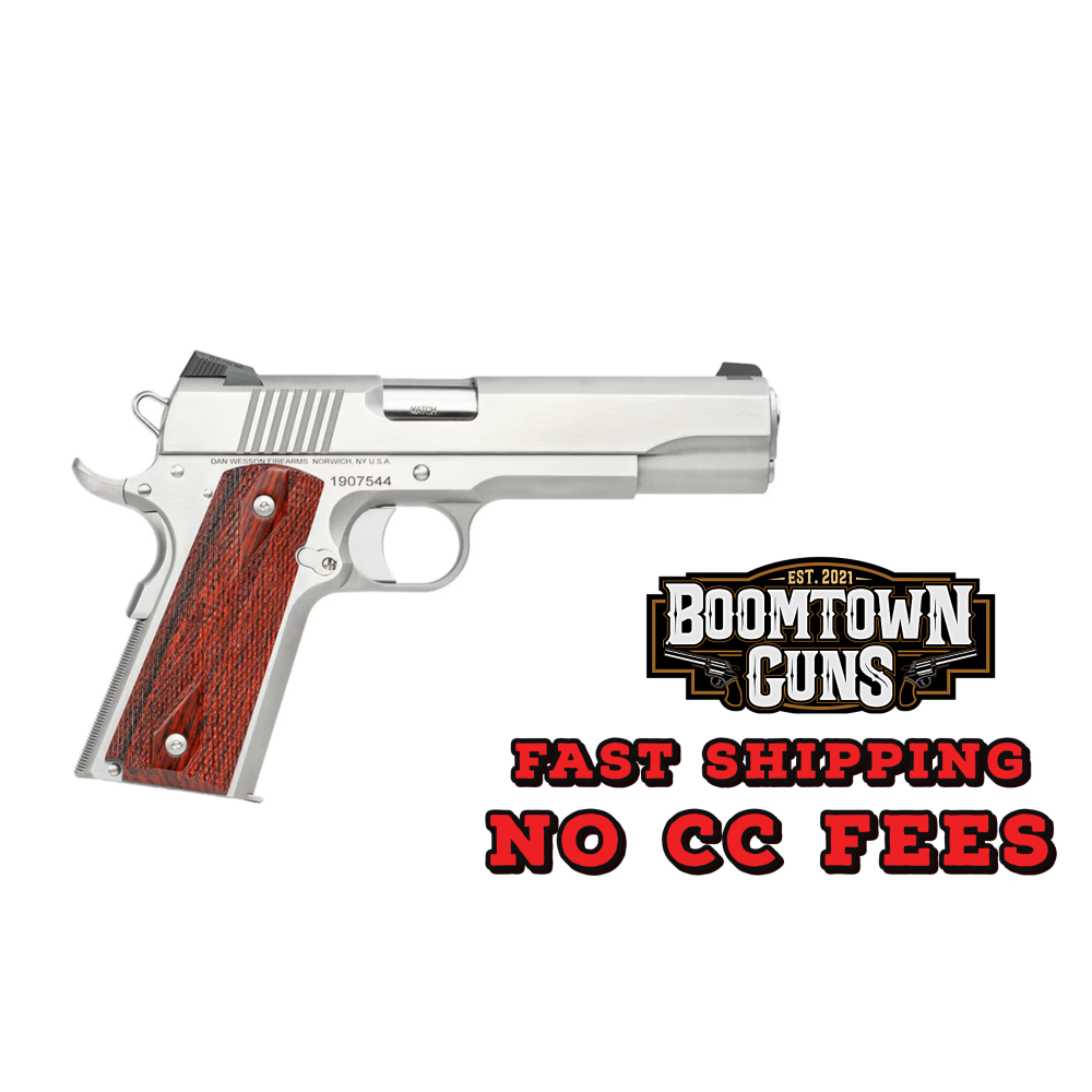 Dan Wesson 01889 Razorback  10mm Auto Caliber with 5 Match Grade Barrel, 8+1 Capacity, Overall Stainless Steel Finish, Beavertail Frame, Serrated Brushed Slide & Cocobolo Grip