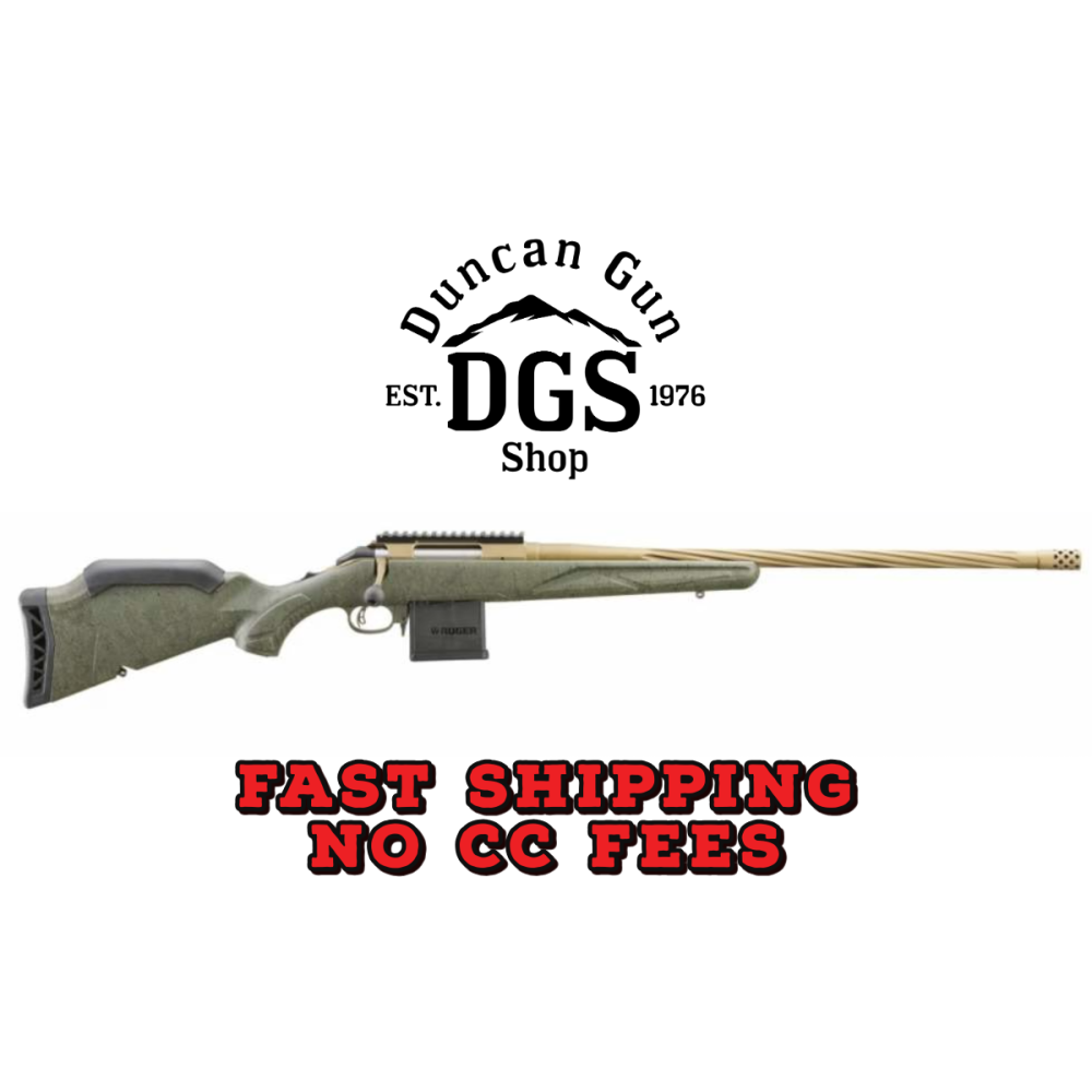 Ruger 46941 American Predator Gen II 6mm ARC 10+1 22 Burnt Bronze Cerakote Threaded Barrel, Picatinny Rail Steel Receiver, Green Splatter Adjustable Synthetic Stock