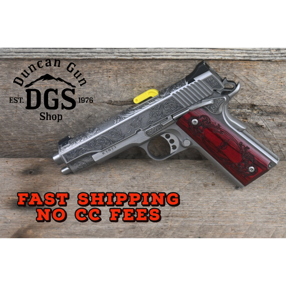 Cnc Firearms CNCPREMIER45 Kimber 1911 Premier 45 ACP 7+1 5 Stainless Steel Barrel, Stainless Steel Engraved Scrollwork/Serrated Slide, Stainless Steel Frame, Engraved Rosewood Grip