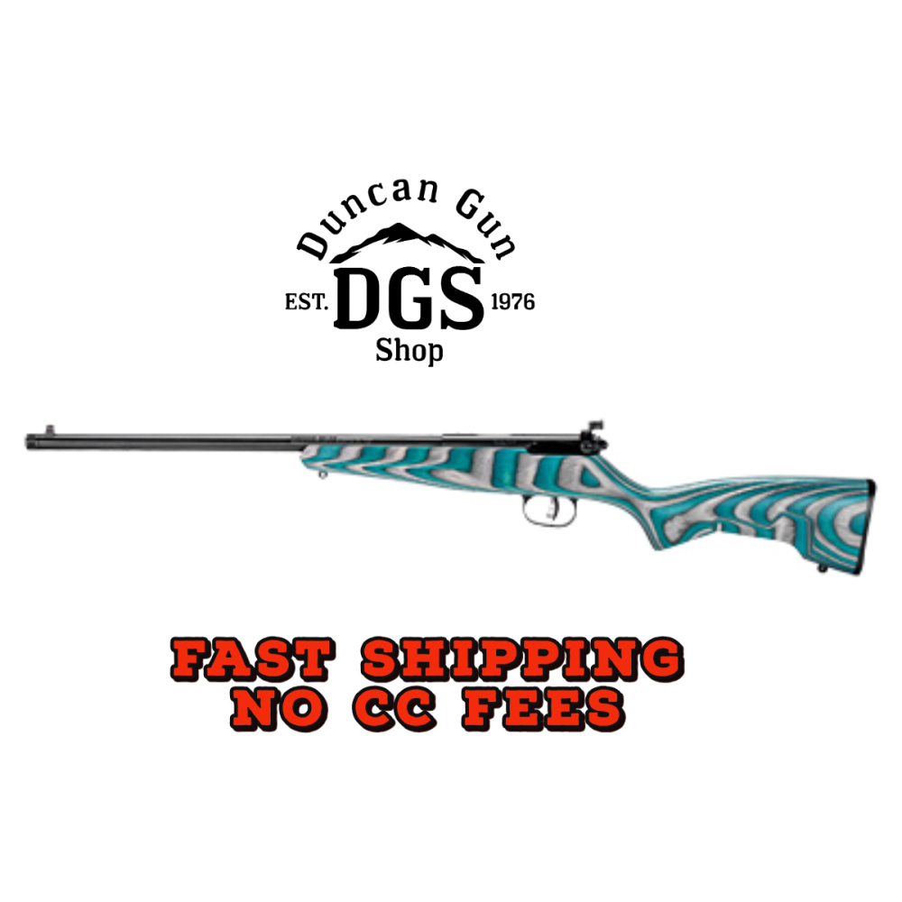 Savage Arms 13802 Rascal Minimalist Youth 22 LR 1rd 16.12 Matte Black Threaded Barrel, Satin Black Carbon Steel Receiver, Gray & Teal Hybrid Boyd's Minimalist Laminate Stock, Right Hand